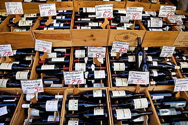 Wine for sale, street market, rue Mouffetard, Paris, France, Europe