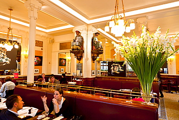 Interior of Les Deux Magots Cafe, Saint-Germain-des-Pres, Left Bank, Paris, France, Europe