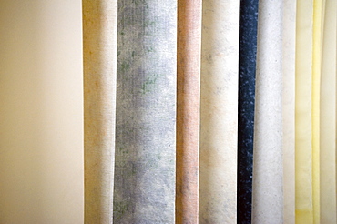 Variety of tones and textures of traditional Japanese hand-made washi paper, Japan, Asia