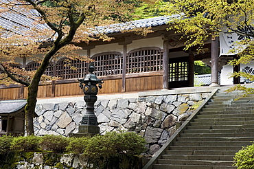 Stairway at Chujakumon gate at Eiheiji Temple, headquarters of Soto sect of Zen Buddhism, Fukui, Japan