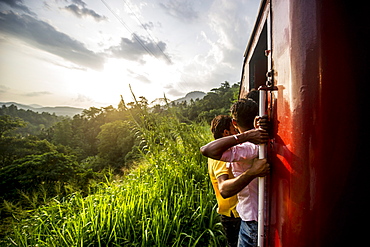 Riding the train in Sri Lanka, Asia