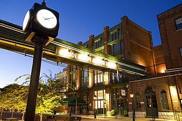 Clock tower at The Distillery, a renovated liquor distillery built in the 1800s, Toronto, Ontario, Canada, North America