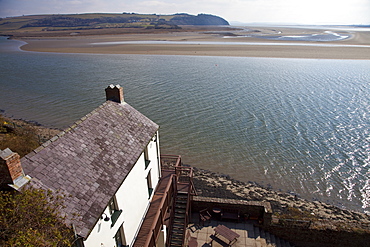 The Boathouse, where Dylan Thomas and his wife Caitlyn lived with their children from 1949 top 1953, in Laugharne, Carmarthenshire, Wales, United Kingdom, Europe