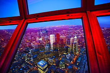 View of downtown Toronto skyline taken from CN Tower, Toronto, Ontario, Canada, North America