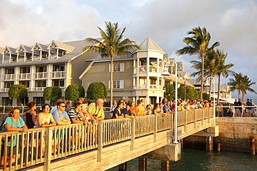 Watching the sunset in Mallory Square, Key West, Florida, United States of America, North America