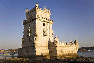 The manueline style Tower of Belem, built between 1515 and 1521 as a watchtower for the port of Lisbon, UNESCO World Heritage Site, Portugal, Europe