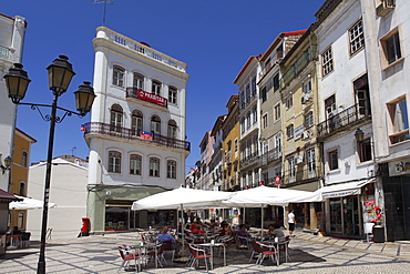 An outdoor cafe at the Largo de Portagem public square in Coimbra, Beira Litoral, Portugal, Europe