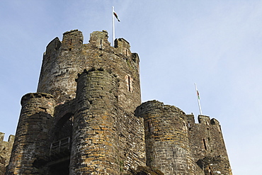 The keep of the medieval Conwy Castle, built on the orders of Prince Edward I from 1283 to 1289, UNESCO World Heritage Site, Conwy (Conway), Wales, United Kingdom, Europe