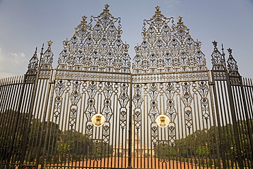 The gates of the Rashtrapati Bhavan, the official residence of the President of India, in New Delhi, India, Asia