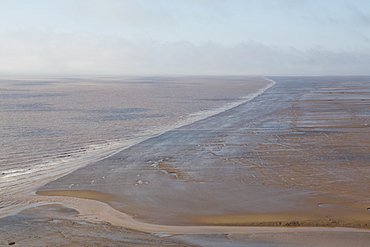 Mudflats, seen from Hopewell Rocks, on the Bay of Fundy, the location of the highest tides in the world, New Brunswick, Canada, North America