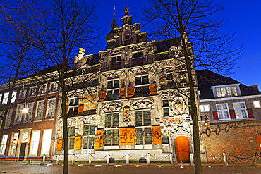 The Gemeenlandshuism, a historic building on the Oude Delft canal in Delft, South Holland, The Netherlands, Europe