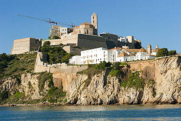 View of Ibiza old town and Dalt Vila, UNESCO World Heritage Site, Ibiza, Balearic Islands, Spain, Mediterranean, Europe