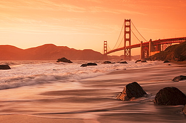 Golden Gate Bridge from Marshall Beach, San Francisco, California, United States of America, North America