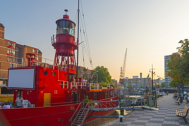 Lightship now used as a restaurant, Havenmuseum, Leuvehaven, Rotterdam, South Holland, The Netherlands, Europe