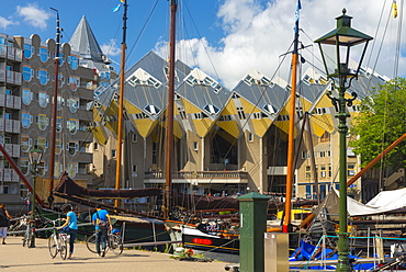 Cube houses (Pole Houses) (Tree Houses), Kubuswoningen, Rotterdam, South Holland, The Netherlands, Europe