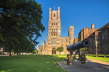 Russian cannon captured during Crimean War, Ely Cathedral, Ely, Cambridgeshire, England, United Kingdom, Europe