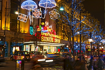 Selfridges and Christmas lights, Oxford Street, London, England, United Kingdom, Europe