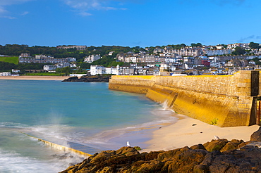 St. Ives Harbour wall, Cornwall, England, United Kingdom, Europe