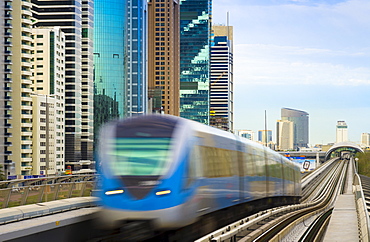 World Trade Centre Metro Station from Emirates Towers Metro Station, Dubai, United Arab Emirates, Middle East