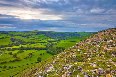 River Manifold Valley near Ilam from Thorpe Cloud, Peak District National Park, Derbyshire, England, UK