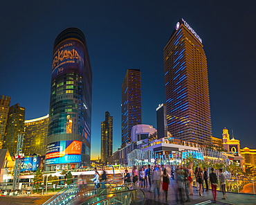 The Cosmopolitan on right and CityCenter on left, The Strip, Las Vegas, Nevada, United States of America, North America