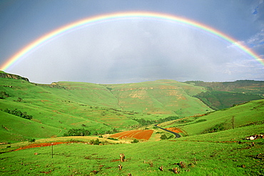 A rainbow over the hills of the Eastern Cape Province in South Africa, Africa