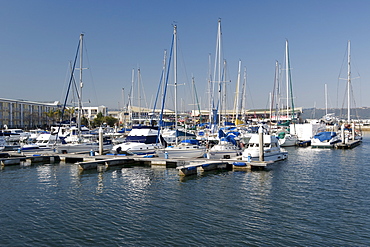 Boats moored at the Knysna Quays marina on the Garden Route, Western Cape, South Africa, Africa