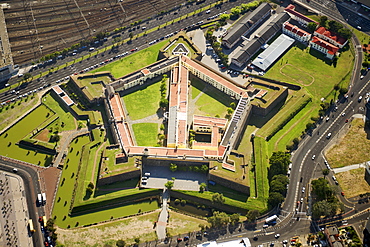 Aerial view of the Castle, built by the Dutch who settled in the mid 17th century, Cape Town, South Africa, Africa