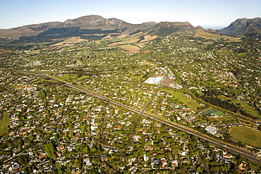 Aerial view of southern suburbs including Constantia, Meadowridge and Plumstead with the M3 highway clearly visible, Cape Town, South Africa, Africa