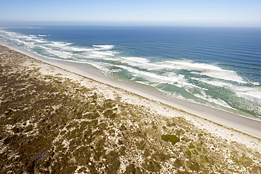 Aerial view of the beach and coastline near Yzerfontein and the West Coast National Park north of Cape Town, South Africa, Africa