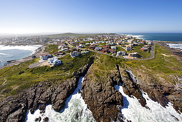 Aerial view over the West Coast town of Yzerfontein north of Cape Town, South Africa, Africa