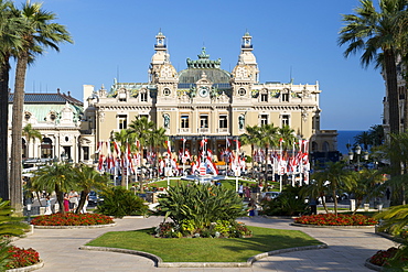 Monte Carlo casino in the independant principality of Monaco, Cote d'Azur, French Riviera, Mediterranean, Europe