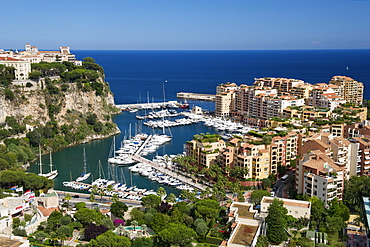 View across Port Fontvieille, part of the Principality of Monaco, Cote d'Azur, French Riviera, Mediterranean, Europe