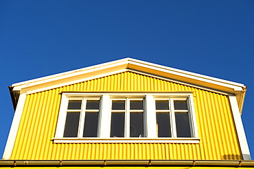 Yellow facade on a house, Reykjavik, Iceland, Polar Regions