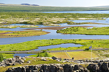 View across the rift valley marking the edge of the mid-Atlantic ridge, Thingvellir National Park, UNESCO World Heritage Site, southwest region, Iceland, Polar Regions