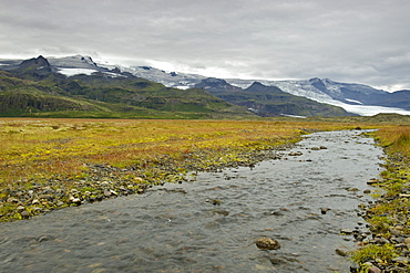 A stream carrying runoff from the Oraefajokull glacier, part of Vatnajokull glacier, in the southeast, Iceland, Polar Regions