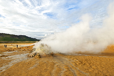 Steaming fumaroles (volcanic vents) at Hverir (Hverarond), east of Myvatn in the central area, Iceland, Polar Regions