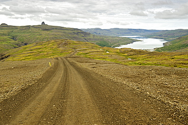 View down to Thorskafjordur fjord from the 608 road in the Westfjords region of the northwest, Iceland, Polar Regions