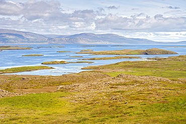 View of the islands along the southern edge of Hvammsfjordur which forms part of the larger Breidafjordur fjord, west area, Iceland, Polar Regions