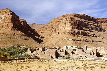 Afra Kasr in the Ziz valley along the Ziz River in Morocco