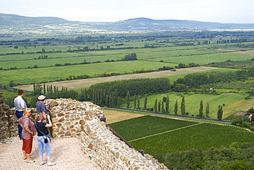 Tourists at Szigliget fort near Lake Balaton, Hungary, Europe