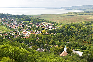 View of Lake Balaton from Szigliget fort, Hungary, Europe