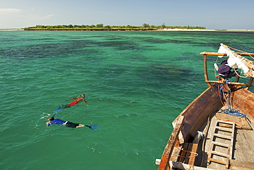 Snorkelling off Mogundula island in the Quirimbas archipelago in northern Mozambique, Indian Ocean, Africa