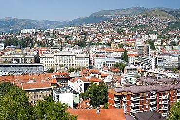 View across Sarajevo, capital of Bosnia and Herzegovina, Europe