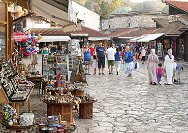 The Bascarsija (bazaar) in Sarajevo, capital of Bosnia and Herzegovina, Europe