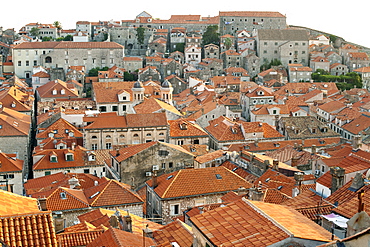 View over the rooftops of the old town in the city of Dubrovnik, UNESCO World Heritage Site, Adriatic Coast, Croatia, Europe