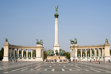 The Millennium Memorial in Heroes Square in Budapest, Hungary, Europe