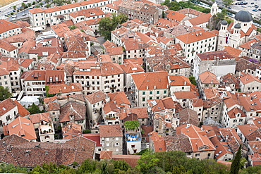 View over the rooftops of the old town of Kotor, UNESCO World Heritage Site, Montenegro, Europe