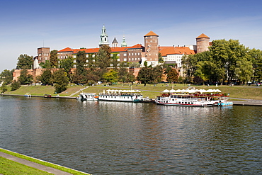 Wawel castle and the Wista River in Krakow in southern Poland, Europe