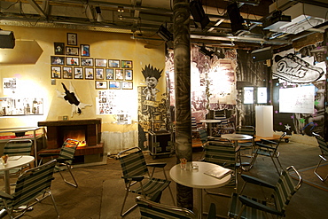 Interior of the Cabaret Voltaire in West Zürich's old town. The venue was the site of the founding of the Dada art movement by a group of maverick artists in 1916.